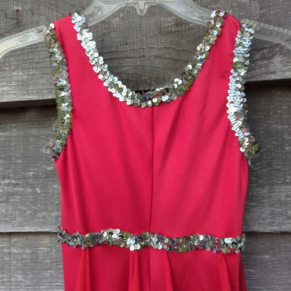 Dance Wear Red Embellished Sequin Beaded Formal Ballerina Skirted Leotards EUC